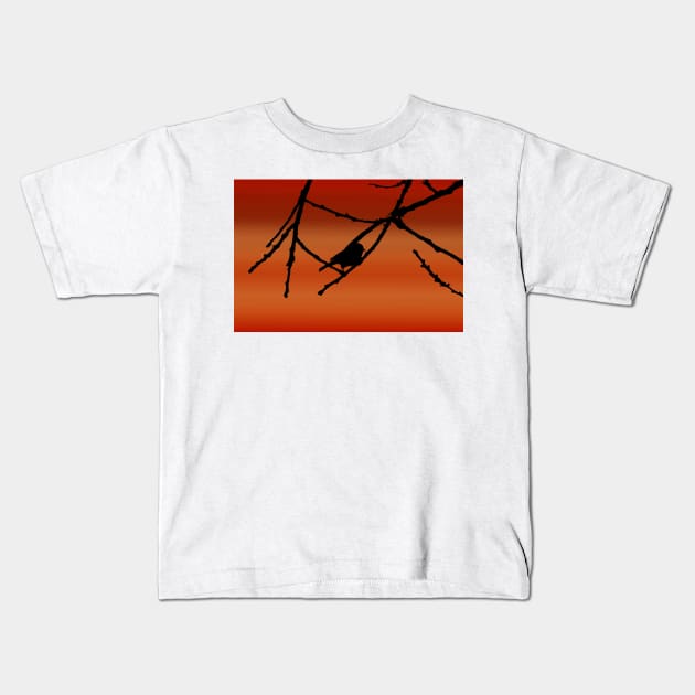 Tiny Verdin Silhouette On The Summer Sunset Kids T-Shirt by ButterflyInTheAttic